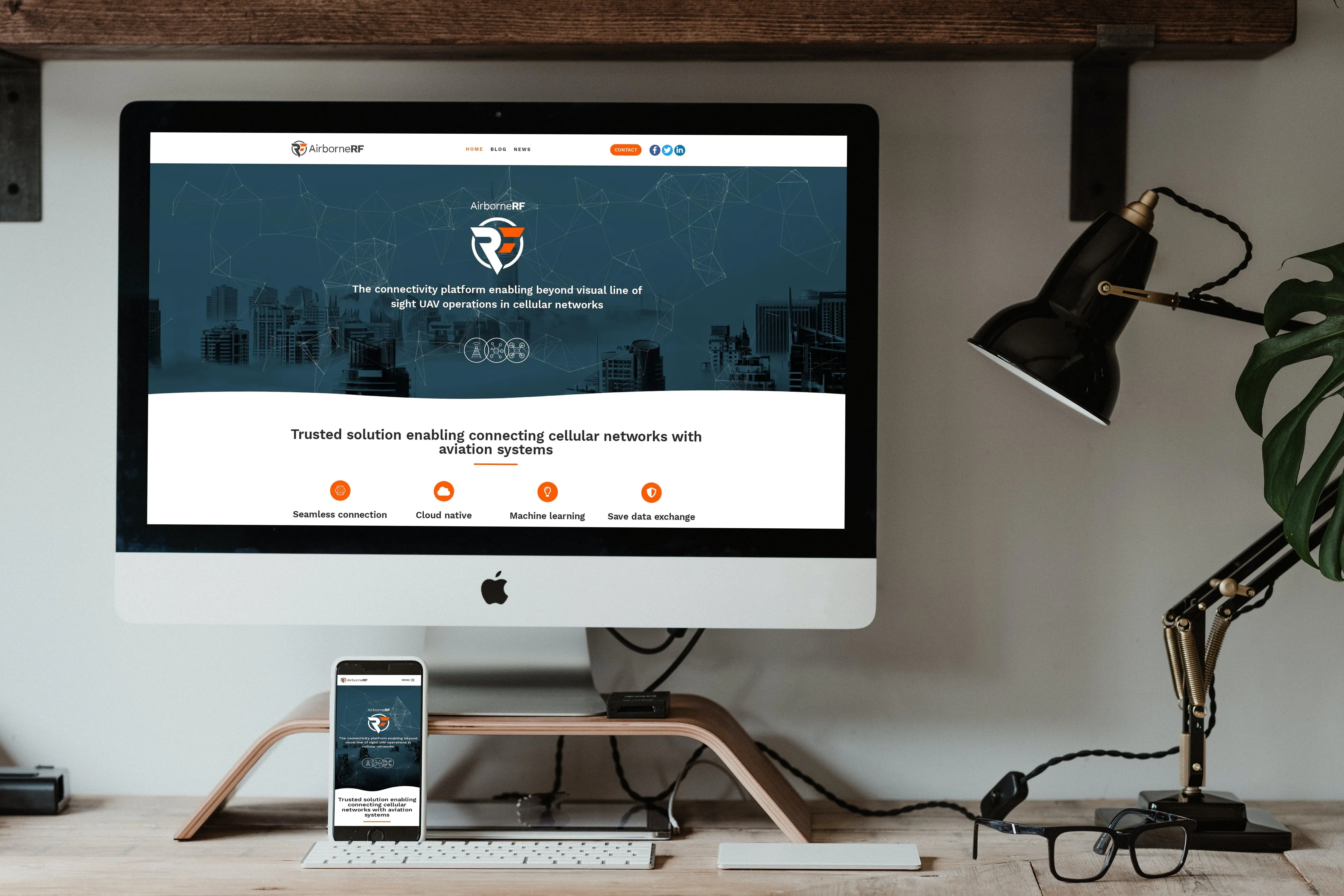 Drone connectivity platform website — portfolio thumbnail of the WordPress/Elementor marketing site