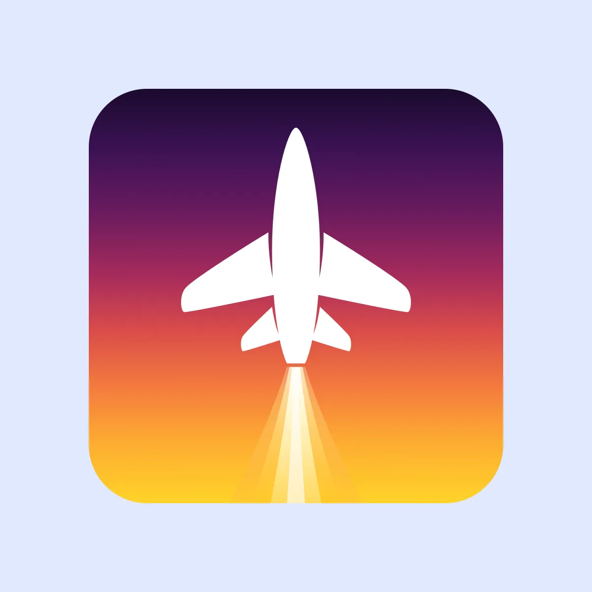 The Skybridge mark — a stylized aircraft silhouette with a purple-to-orange dawn gradient, rendered on a soft sky-blue field