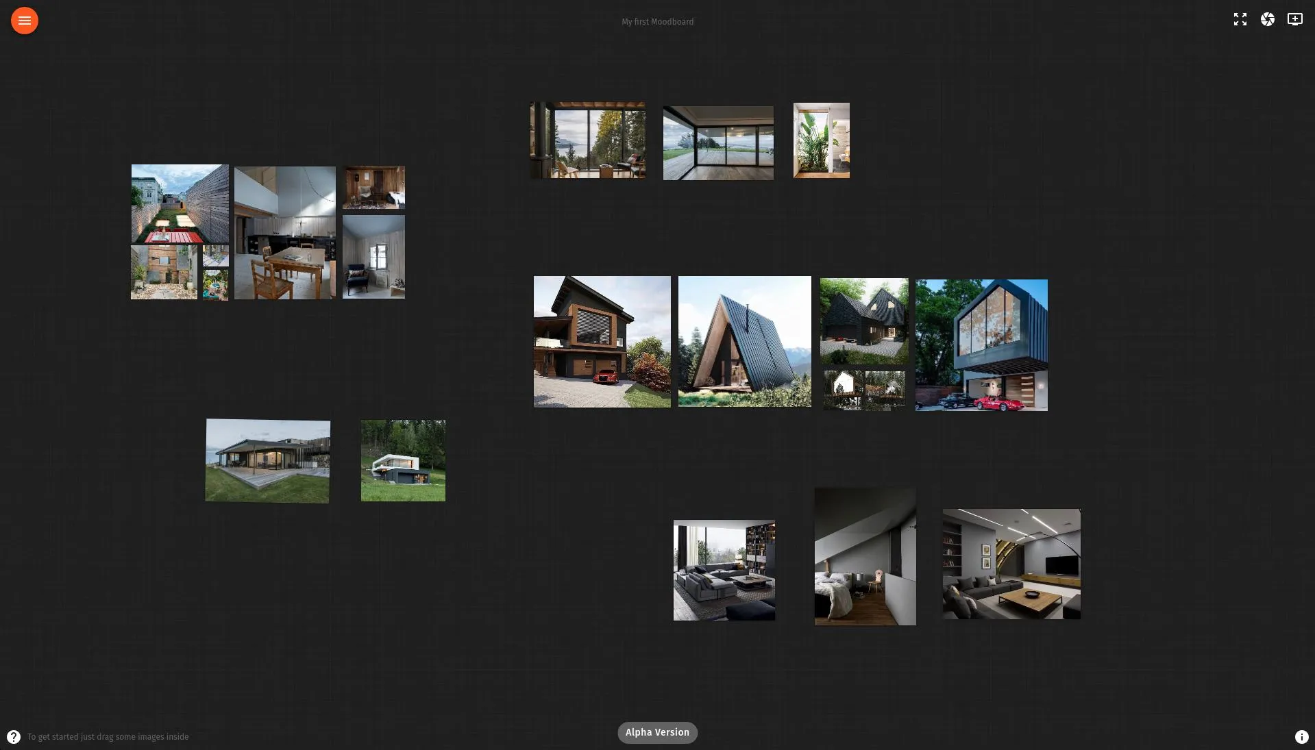 Mood Board application overview — a selection of images arranged on an infinite zoomable canvas, demonstrating the free-placement editor